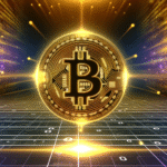 DALL·E 2024-03-02 23.15.30 – Create an image of a shining Bitcoin symbol, glowing with a golden light against a futuristic, digital background. The Bitcoin logo should be centrall